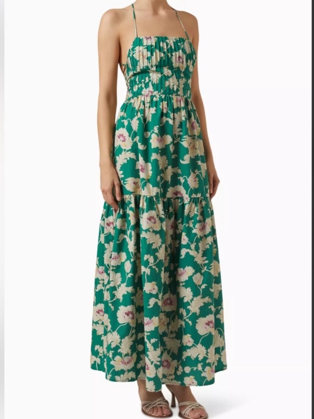 Posse Green Floral Tiered Maxi Dress